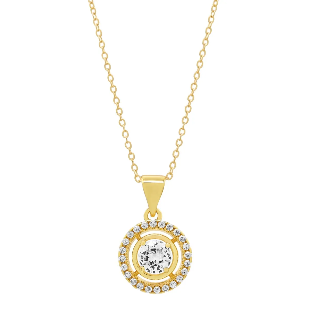 Round Halo CZ Necklace
