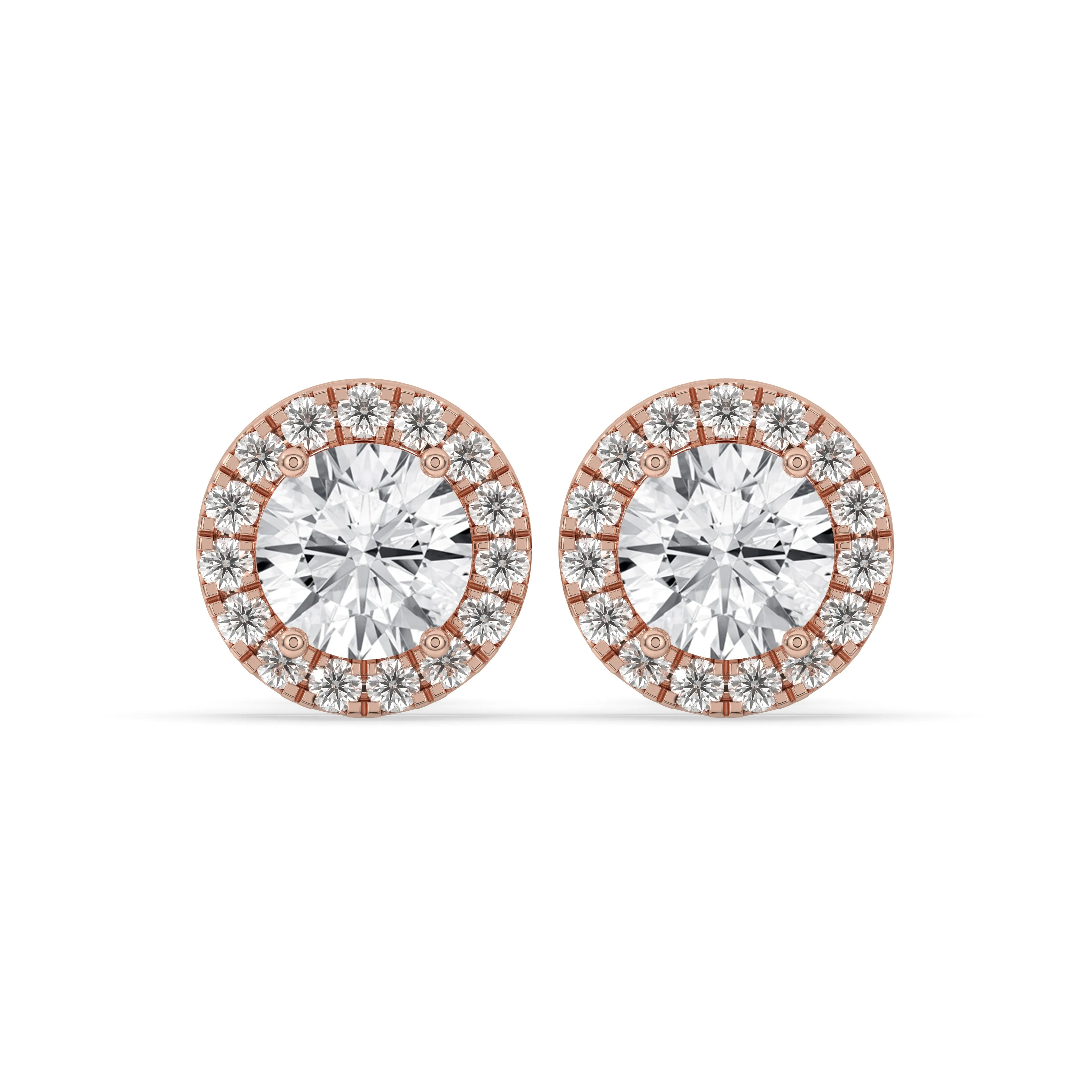 Round Halo Stud Earrings