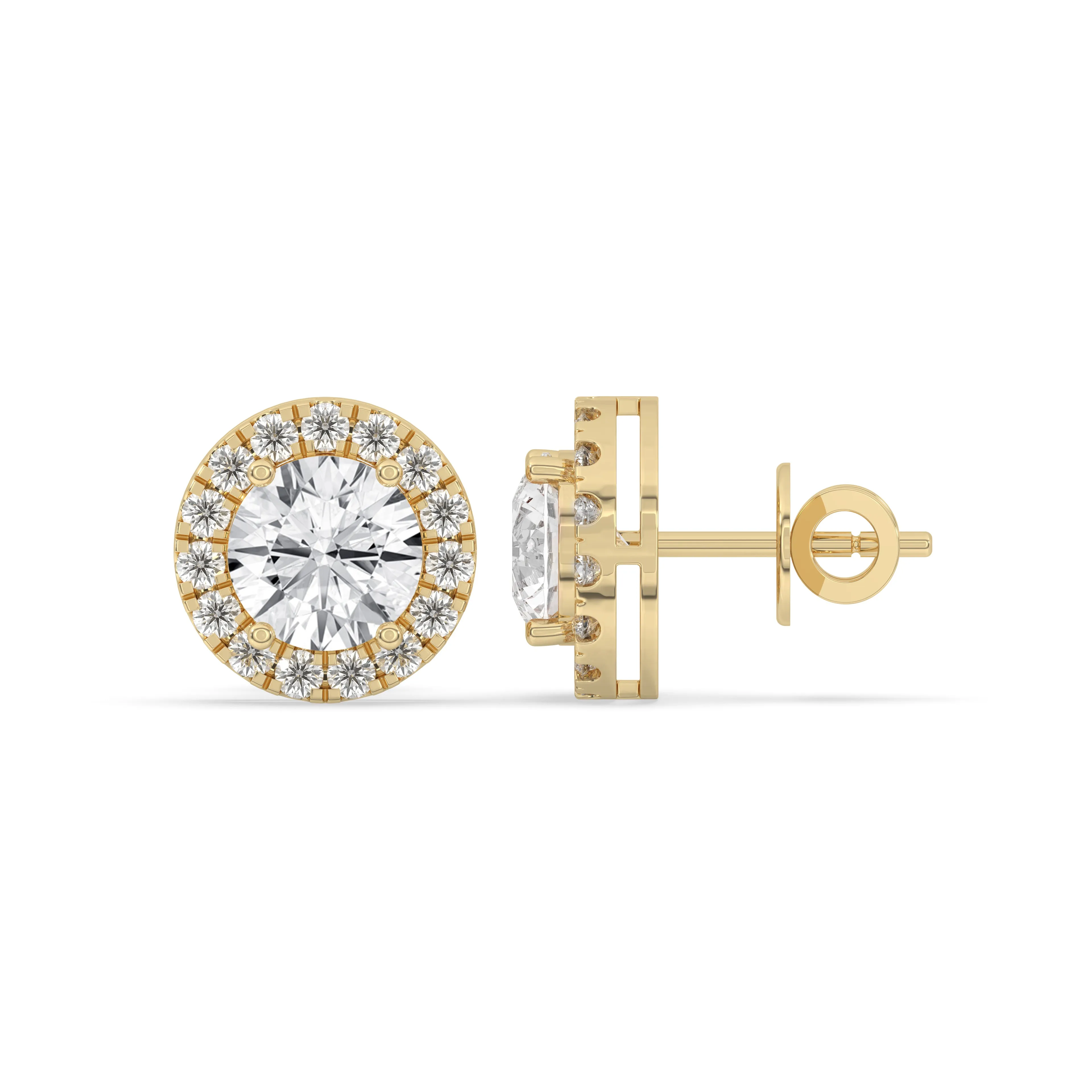 Round Halo Stud Earrings