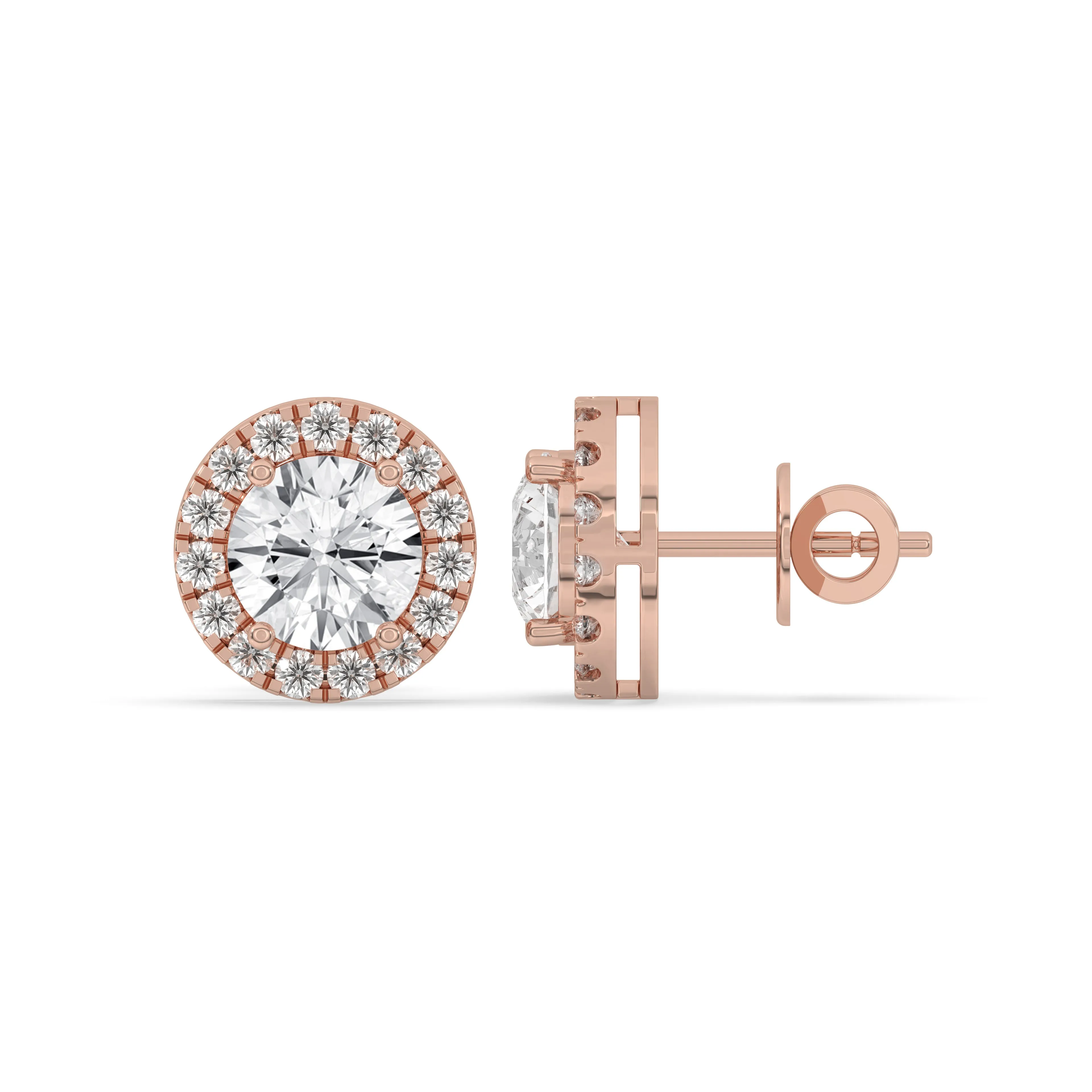 Round Halo Stud Earrings