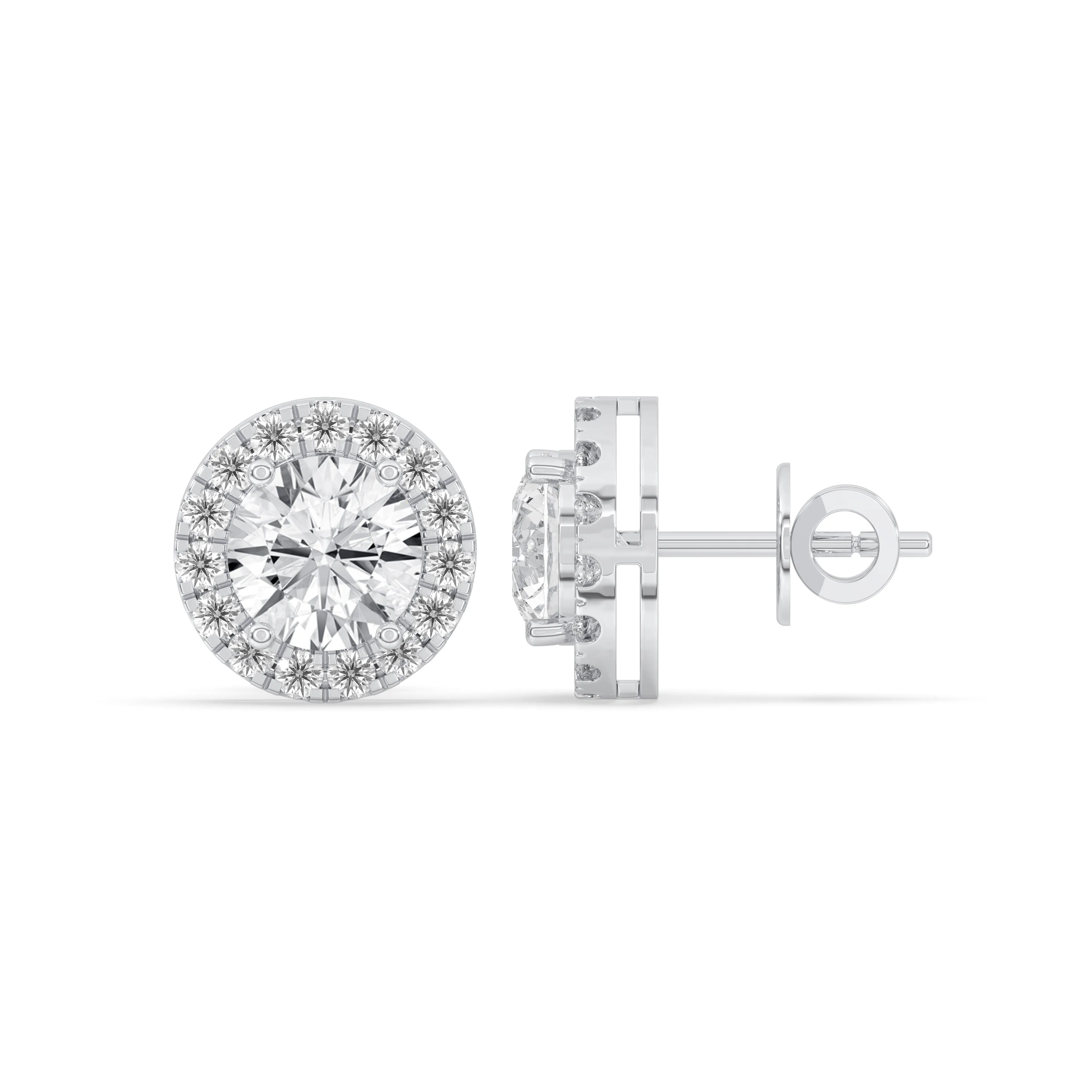 Round Halo Stud Earrings