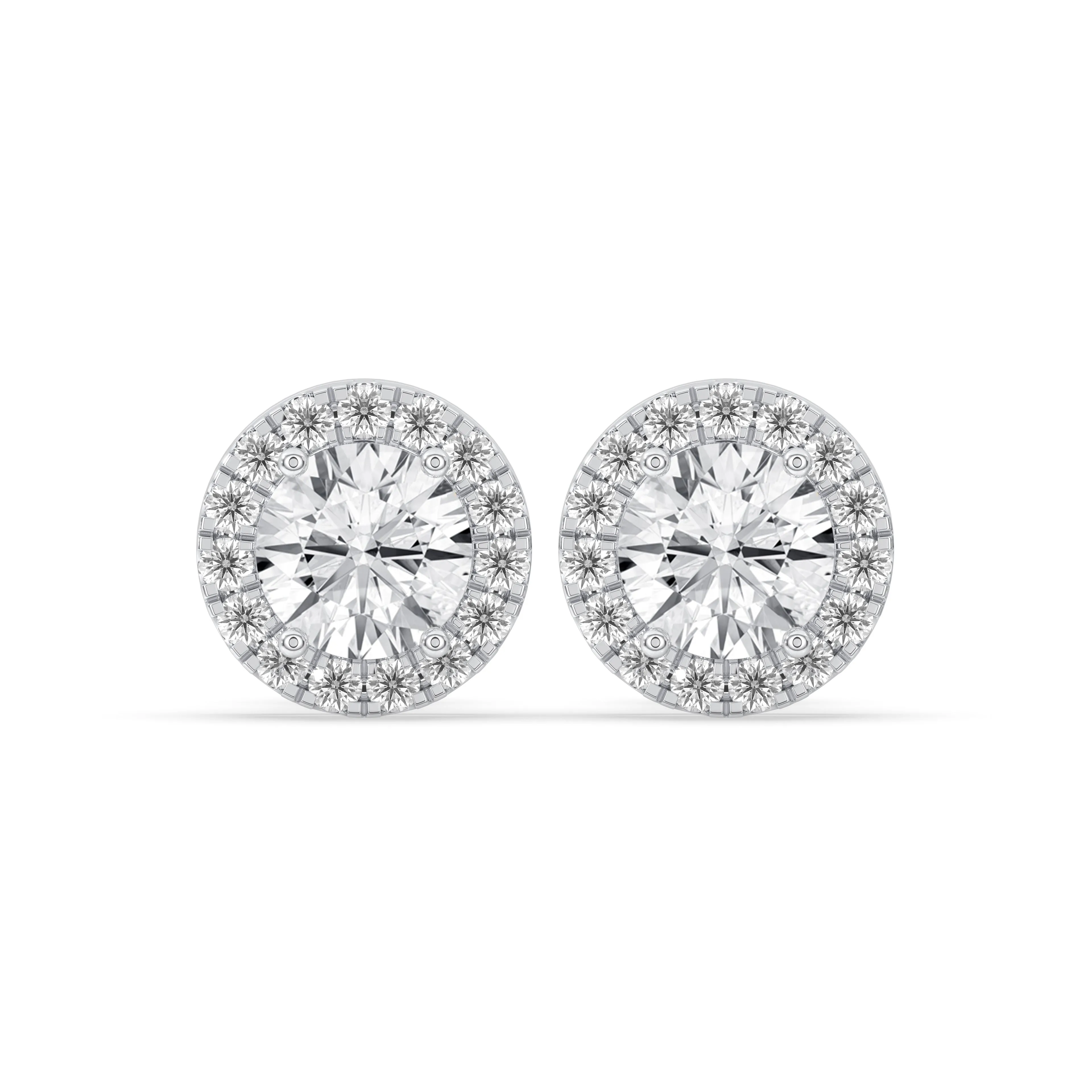 Round Halo Stud Earrings