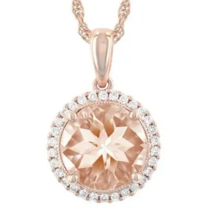 Round Morganite and Diamond Necklace