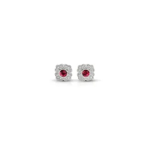 Round Ruby Pavé Filigree Earrings