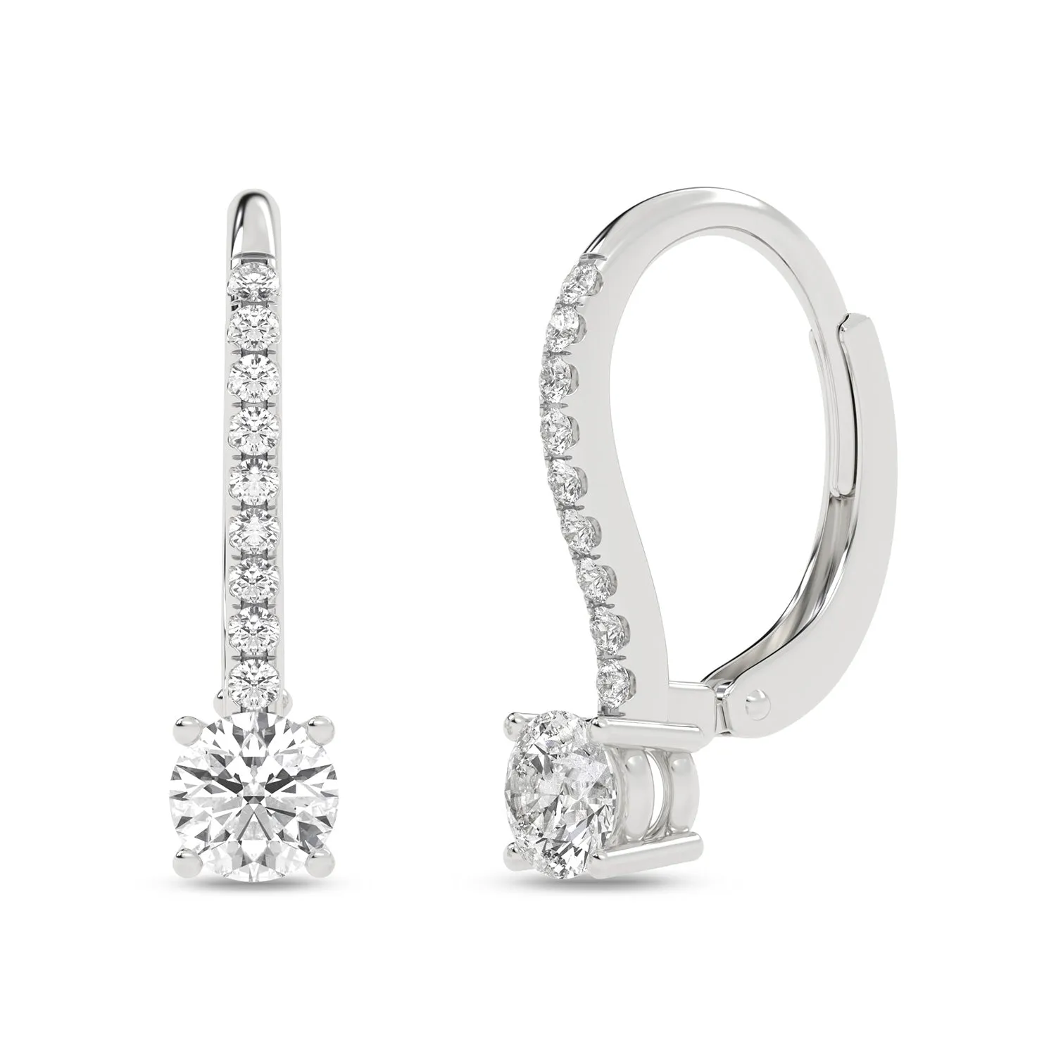 Round Solitaire Drop Earrings