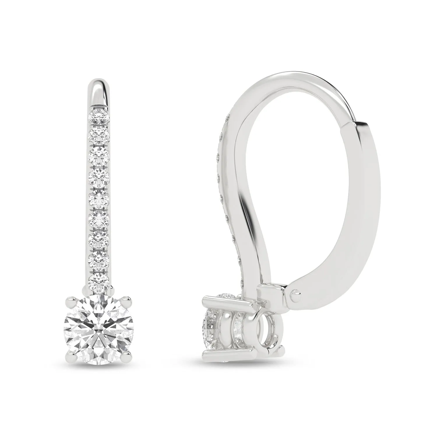Round Solitaire Drop Earrings