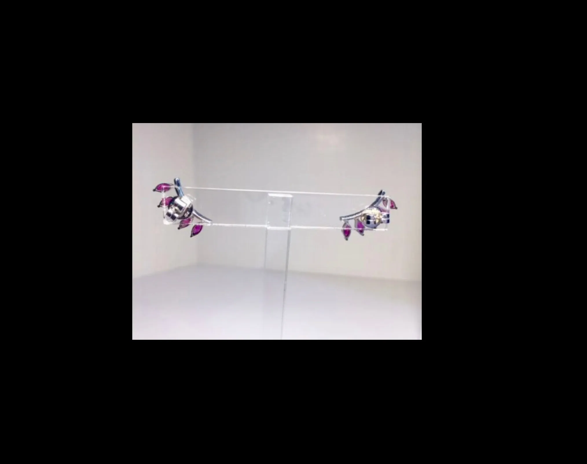 Ruby & Diamond Ear Cuff Climber Earrings 18K Gold