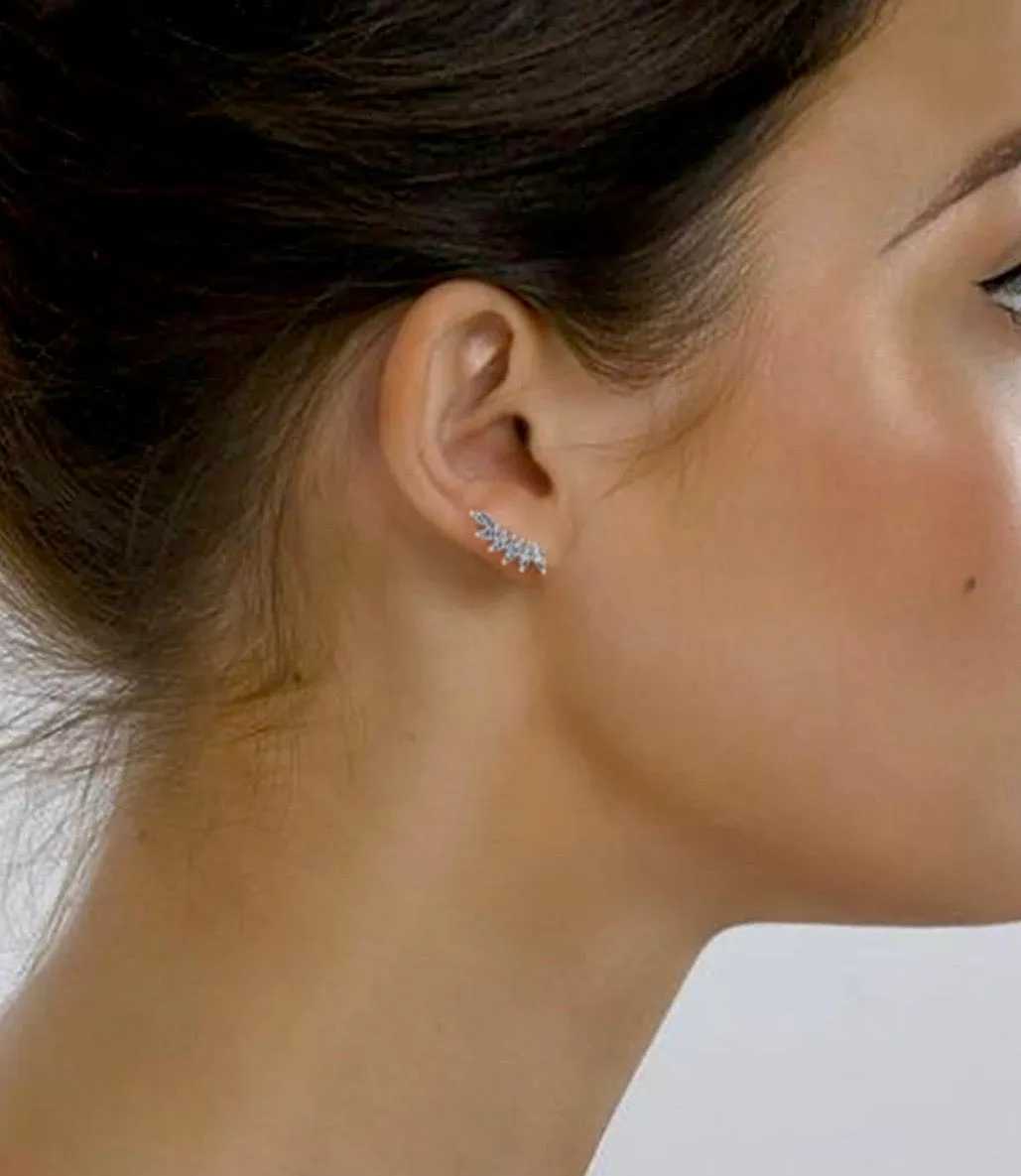 Ruby & Diamond Ear Cuff Climber Earrings 18K Gold