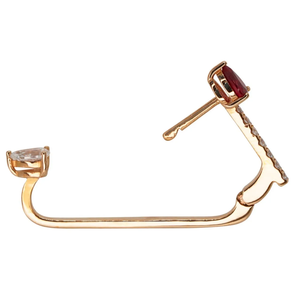 Ruby & Diamond Vine Lobe Earring