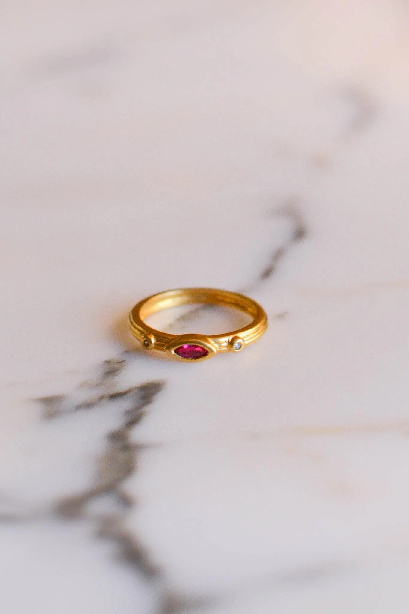 Ruby and CZ Band Ring