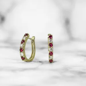 Ruby and Diamond Hoops