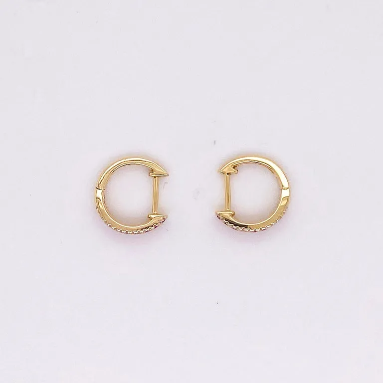 Ruby and Diamond Huggie Earrings