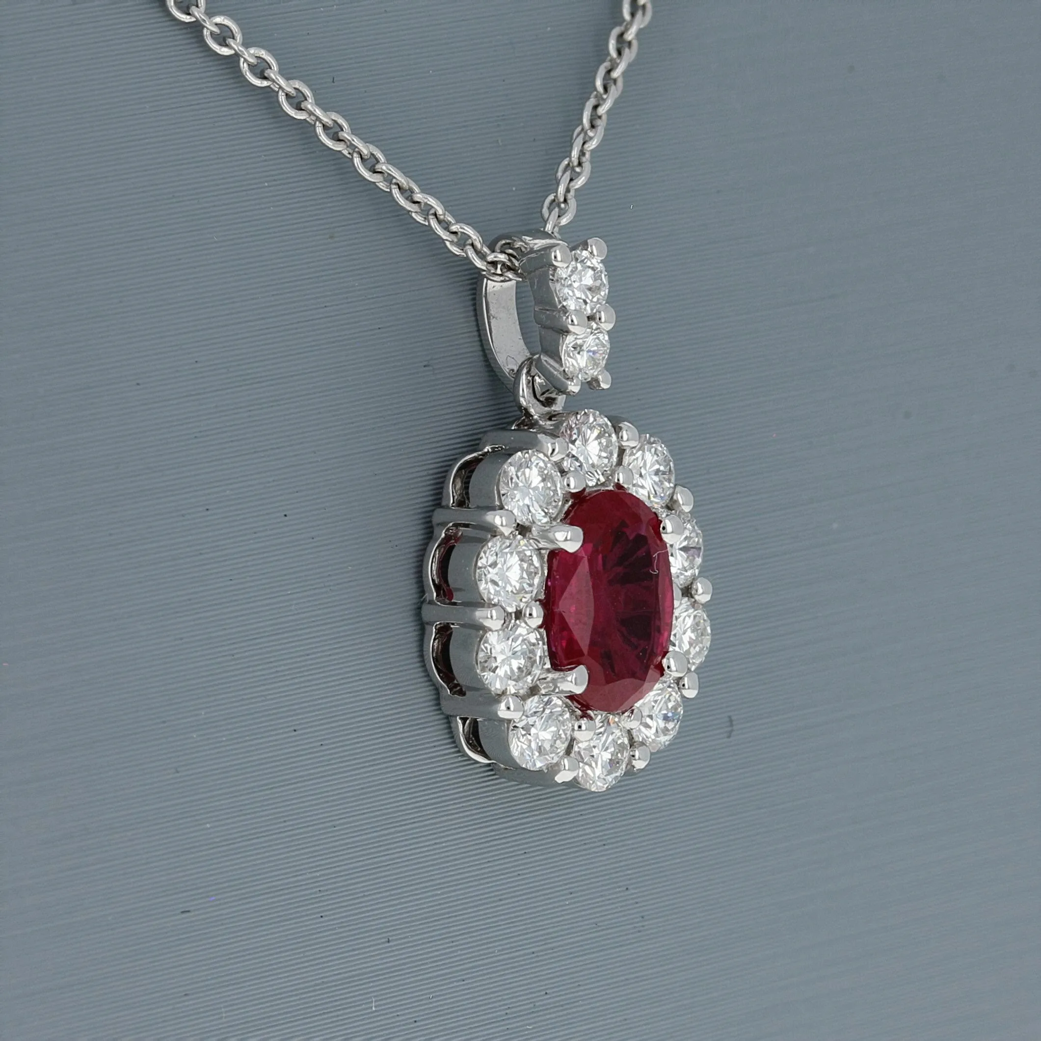 Ruby and Diamond Pendant in 14K White Gold
