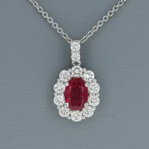 Ruby and Diamond Pendant in 14K White Gold