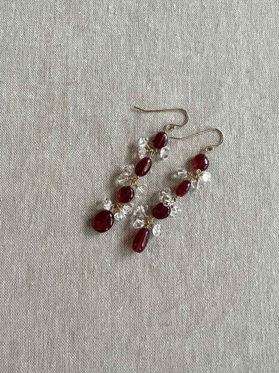 Ruby and Herkimer Diamond Earrings