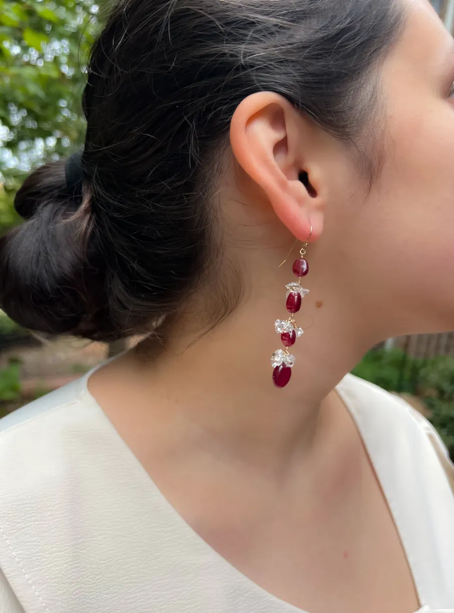 Ruby and Herkimer Diamond Earrings