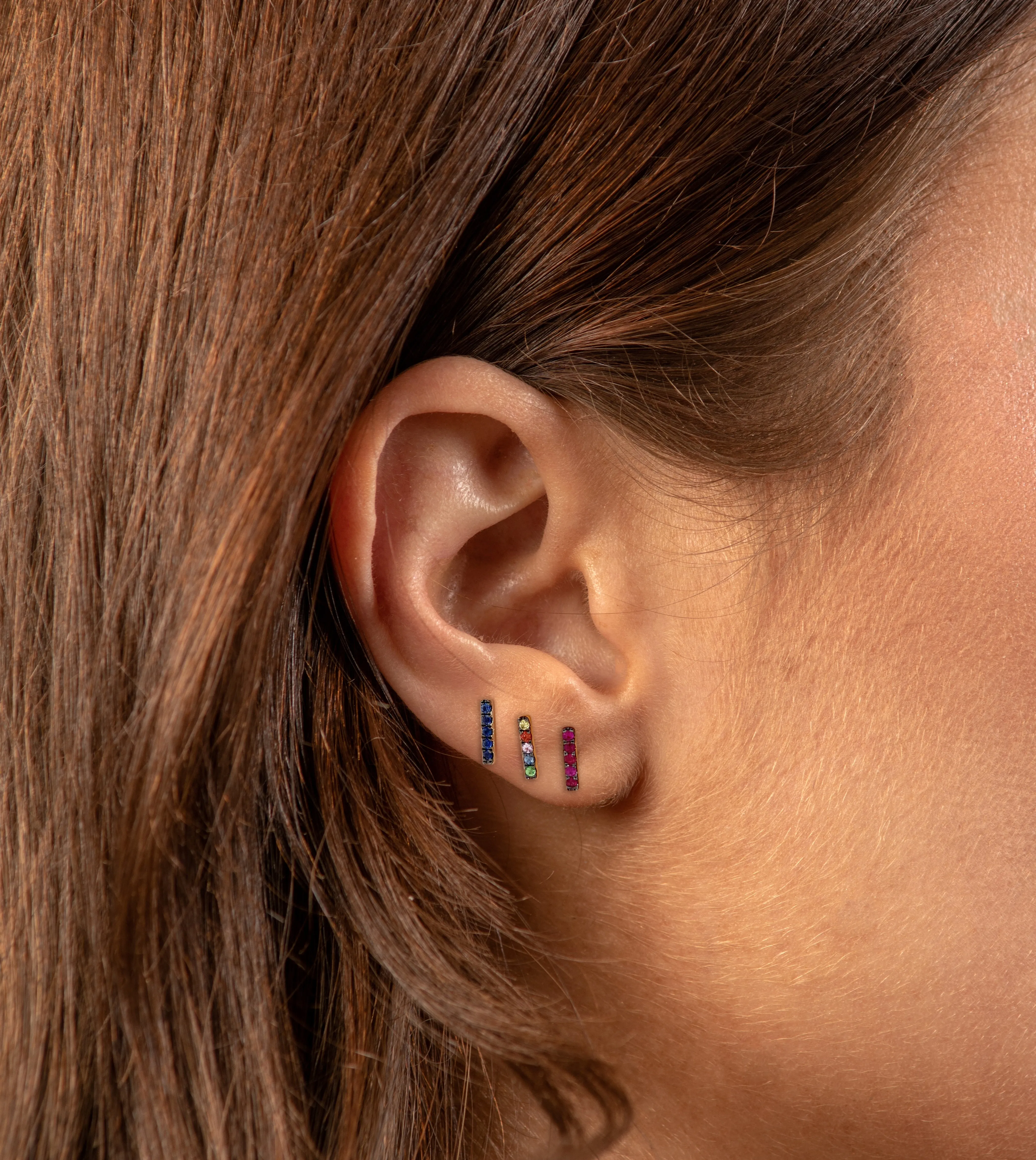 Ruby Bar Stud Earring