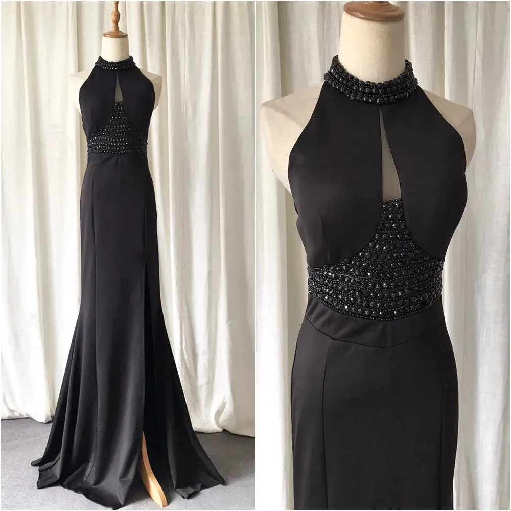 Ruby Beaded Halter Dress