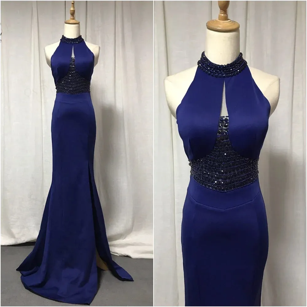 Ruby Beaded Halter Dress