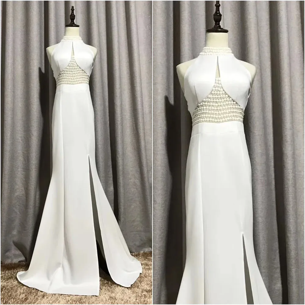 Ruby Beaded Halter Dress
