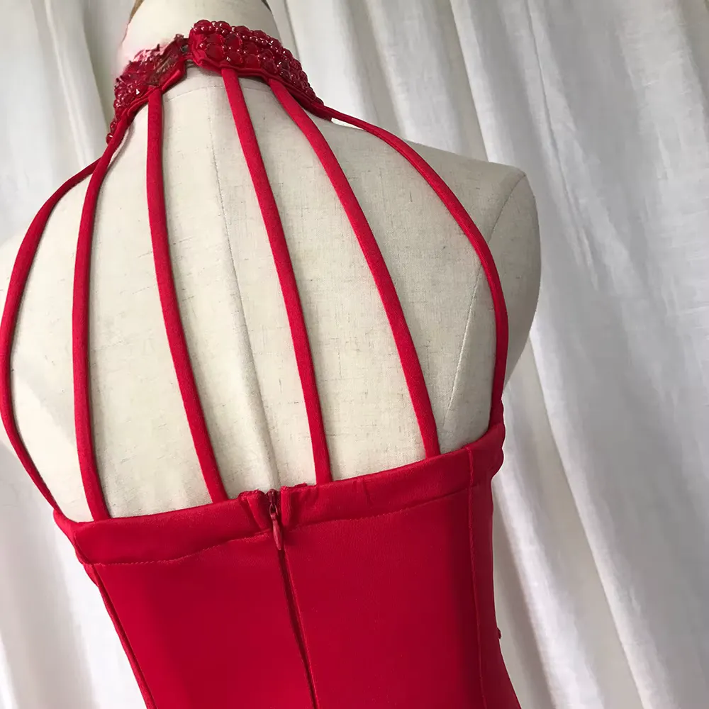 Ruby Beaded Halter Dress