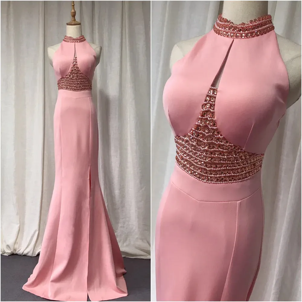 Ruby Beaded Halter Dress