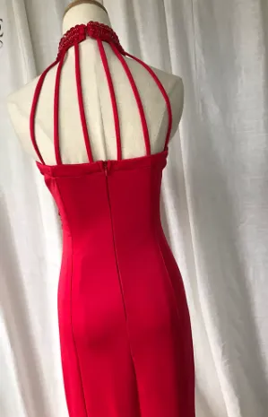 Ruby Beaded Halter Dress