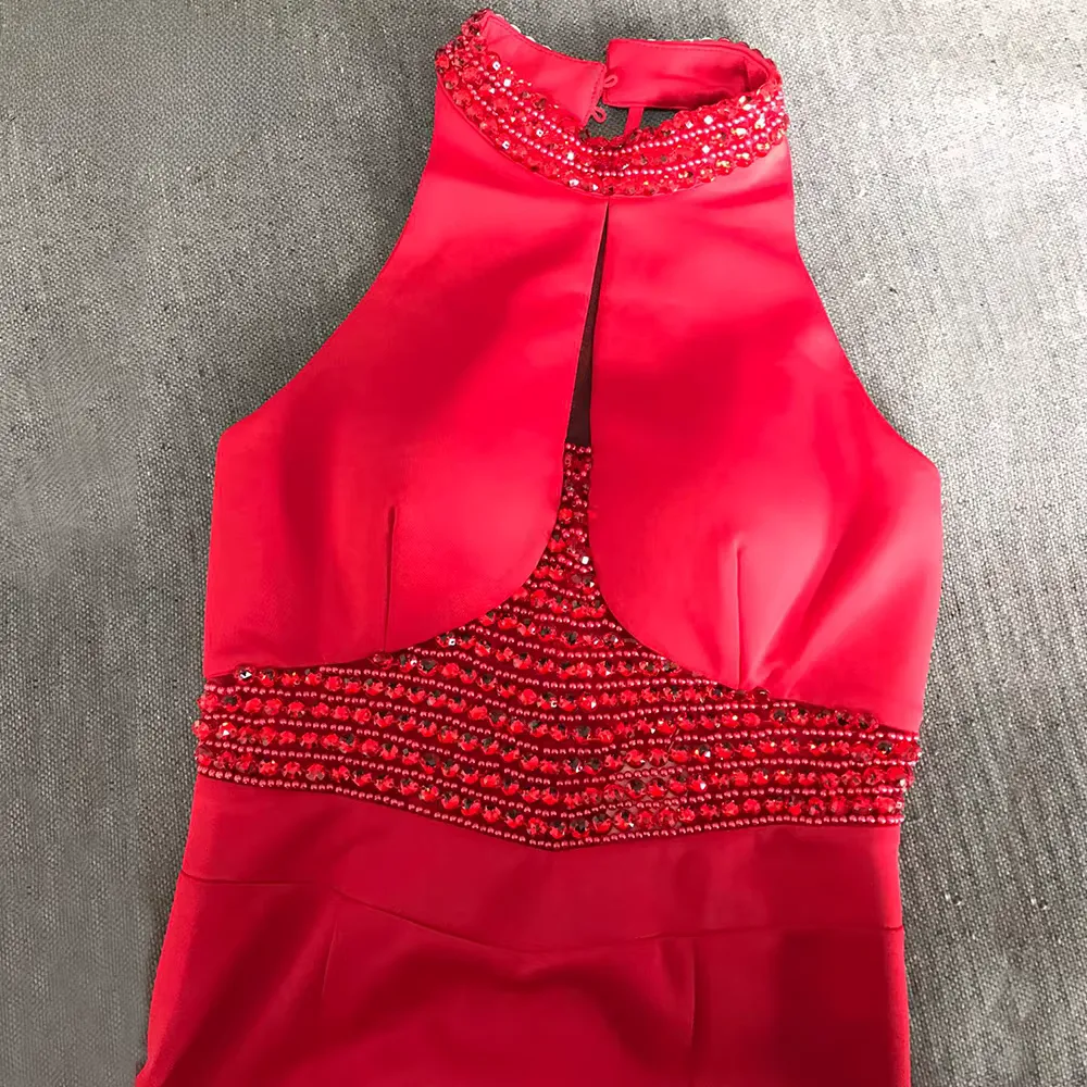 Ruby Beaded Halter Dress