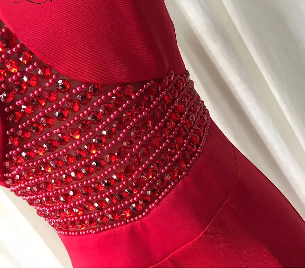 Ruby Beaded Halter Dress