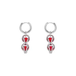 Ruby Chain Hoop Earrings