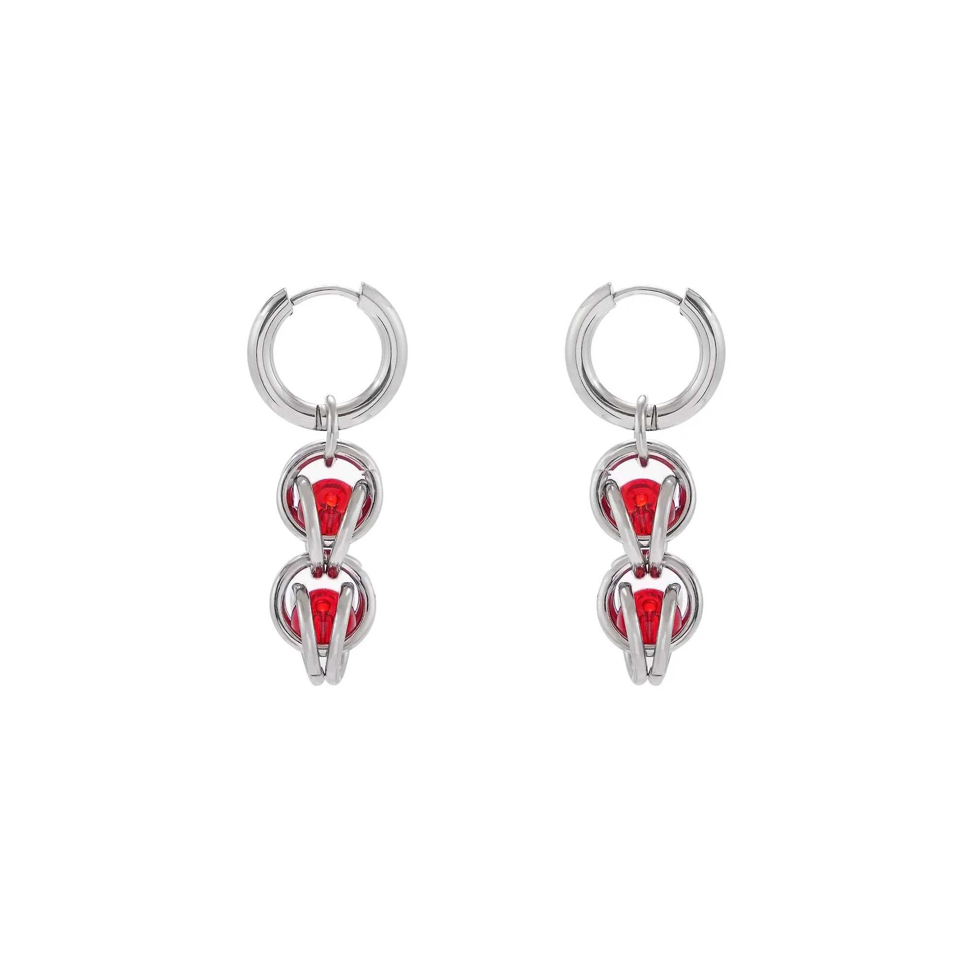 Ruby Chain Hoop Earrings