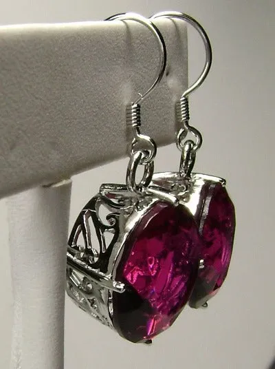 Ruby Earrings, Round Gem, Vintage Art Deco Jewelry #E33