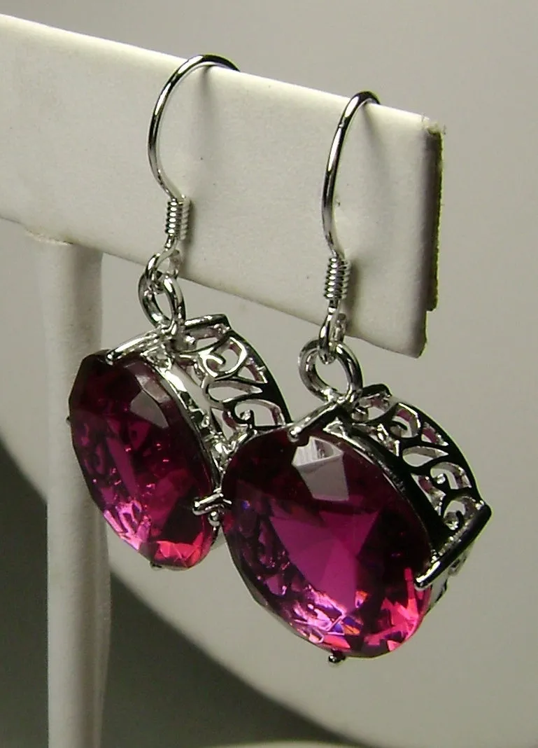 Ruby Earrings, Round Gem, Vintage Art Deco Jewelry #E33