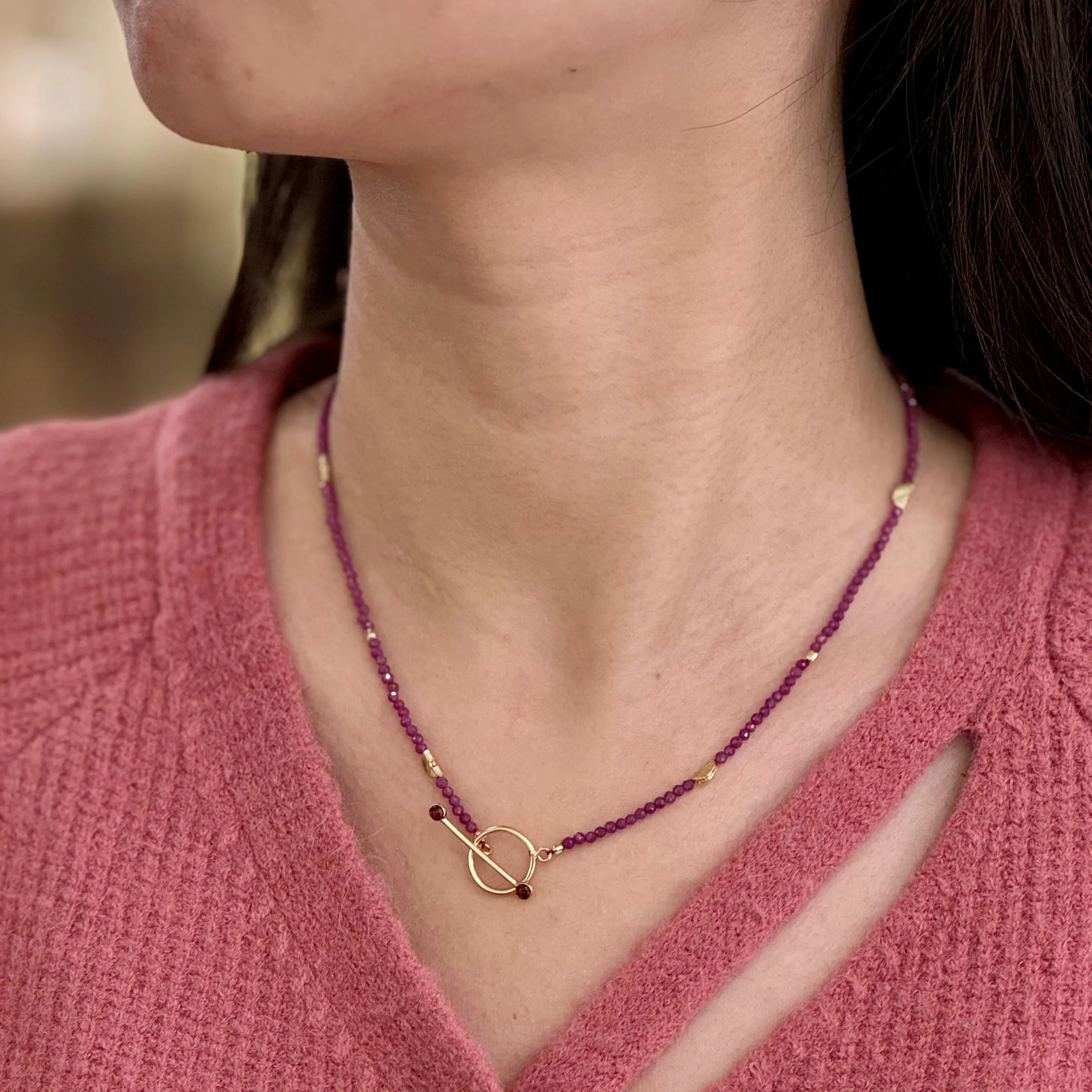 Ruby Garnet Toggle Necklace