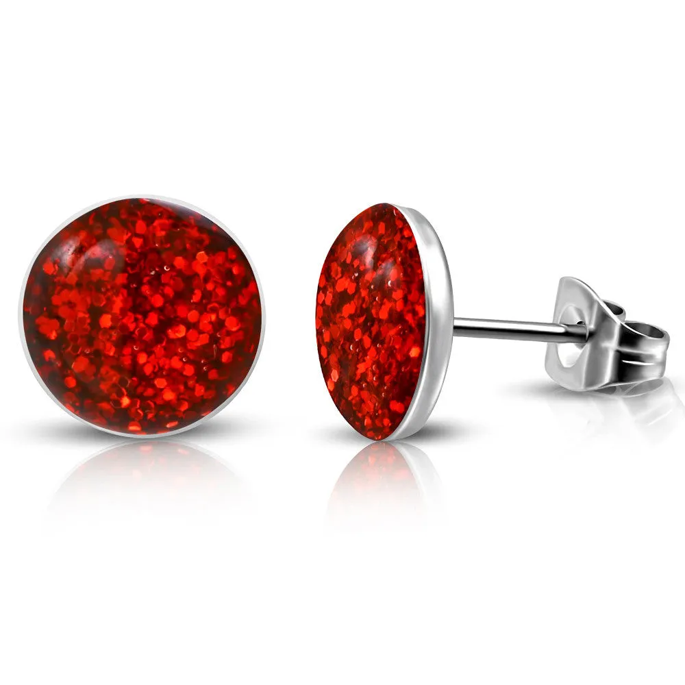 Ruby Glitter Studs