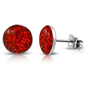 Ruby Glitter Studs