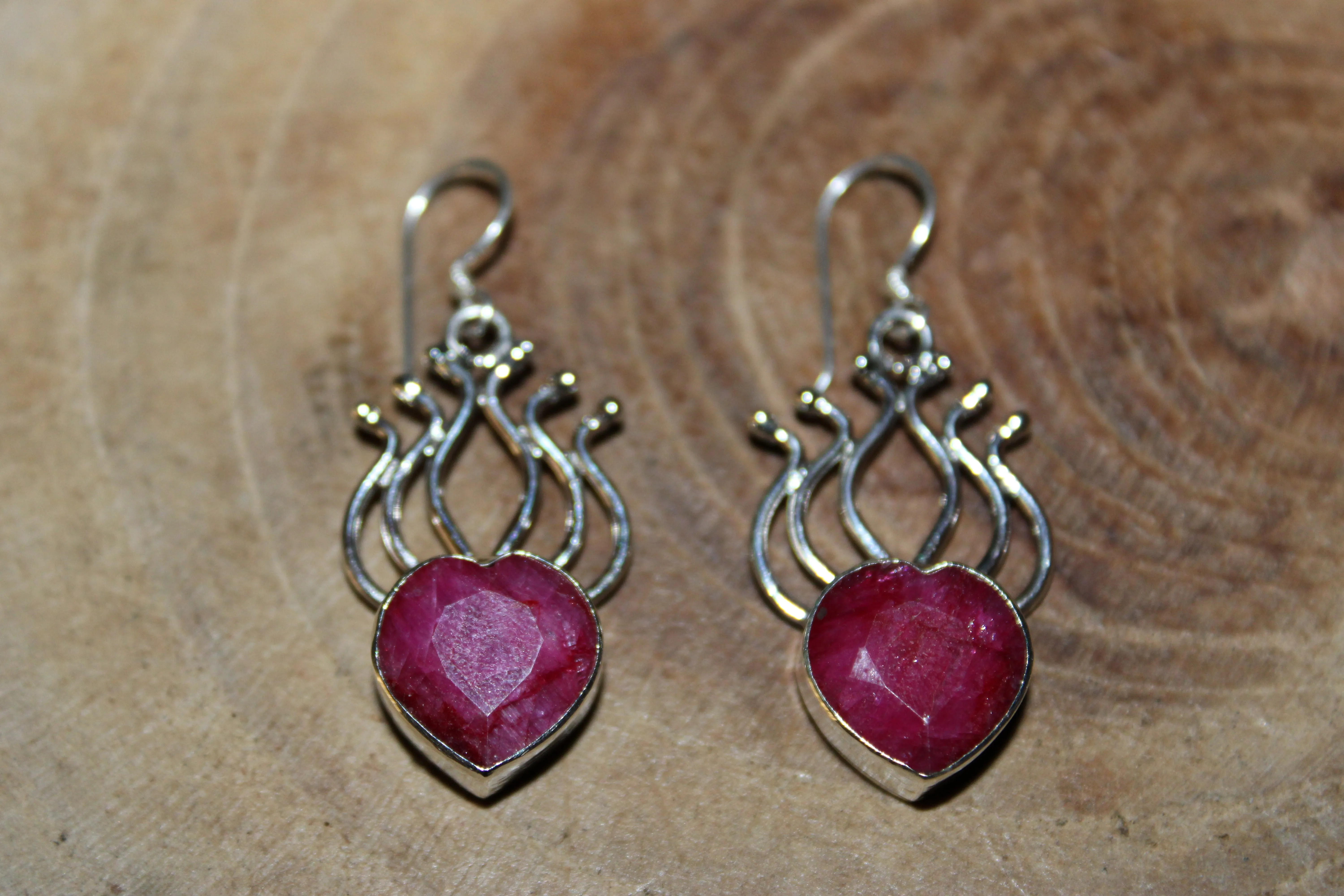 Ruby Heart Earrings