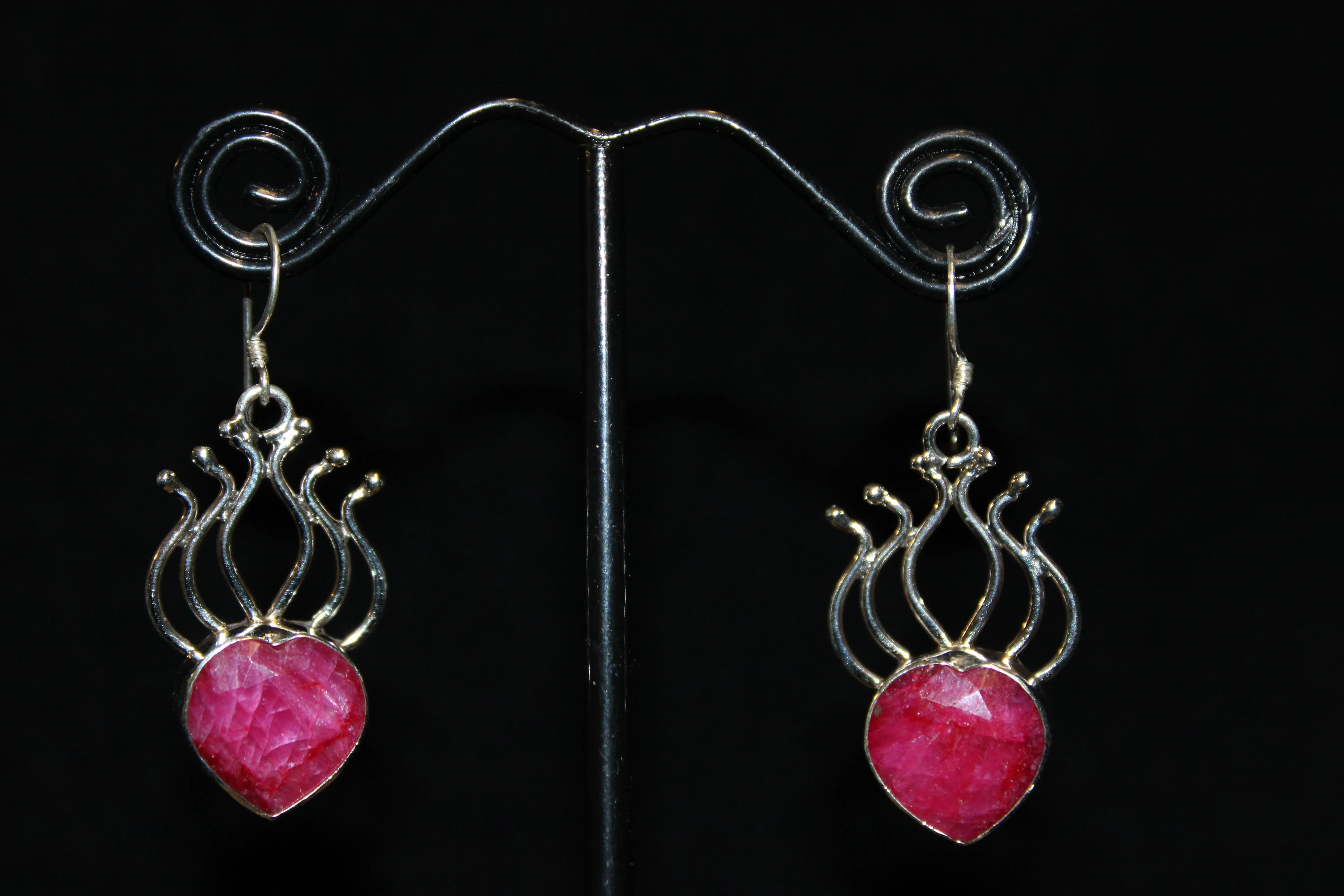 Ruby Heart Earrings