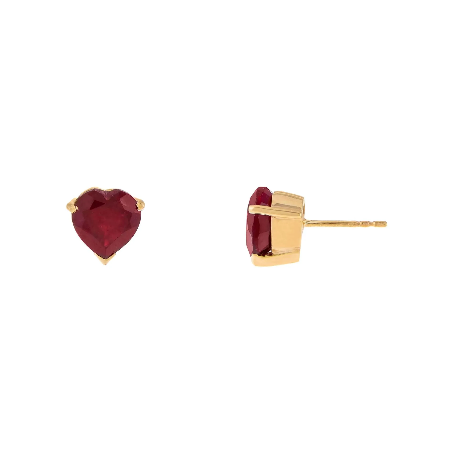 Ruby Heart Stud Earring 14K