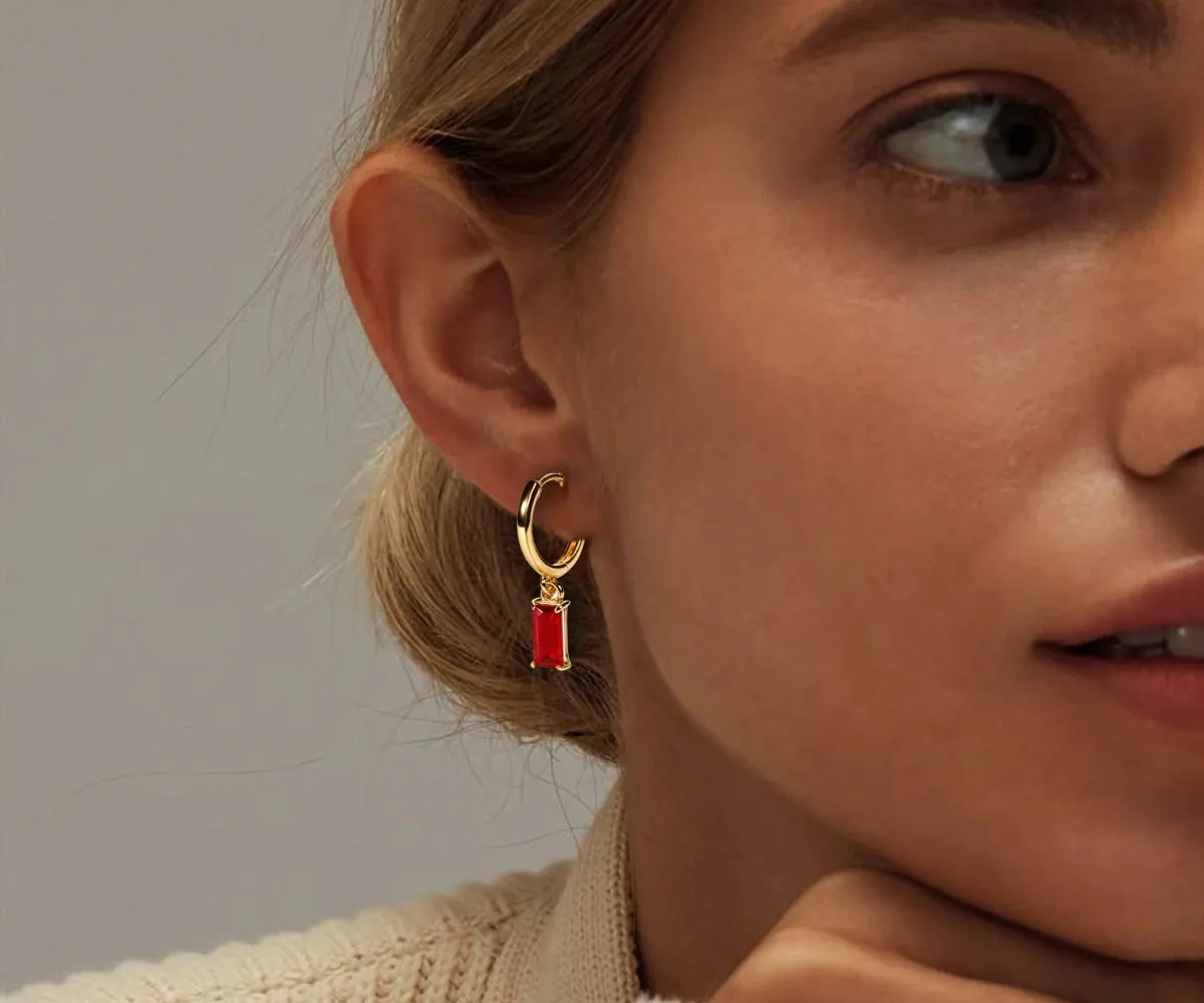 Ruby Hoop Earrings
