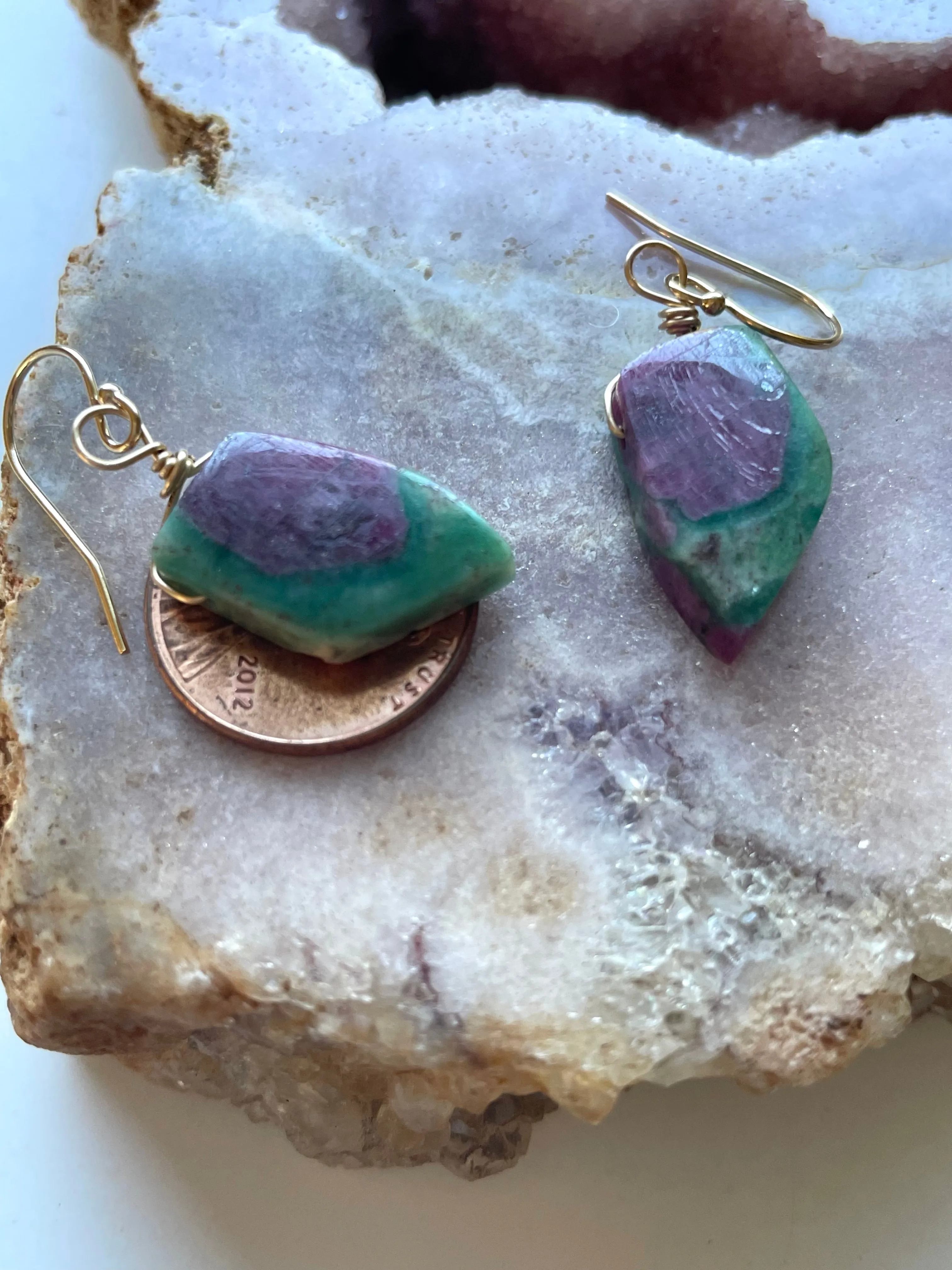 Ruby in Fushite Earrings - Raw Crystal Stone Earrings - Ruby Jewelry - July Birthstone - Gift For Her