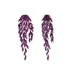 Ruby Leaf Dangle Earrings 925 Sterling Silver