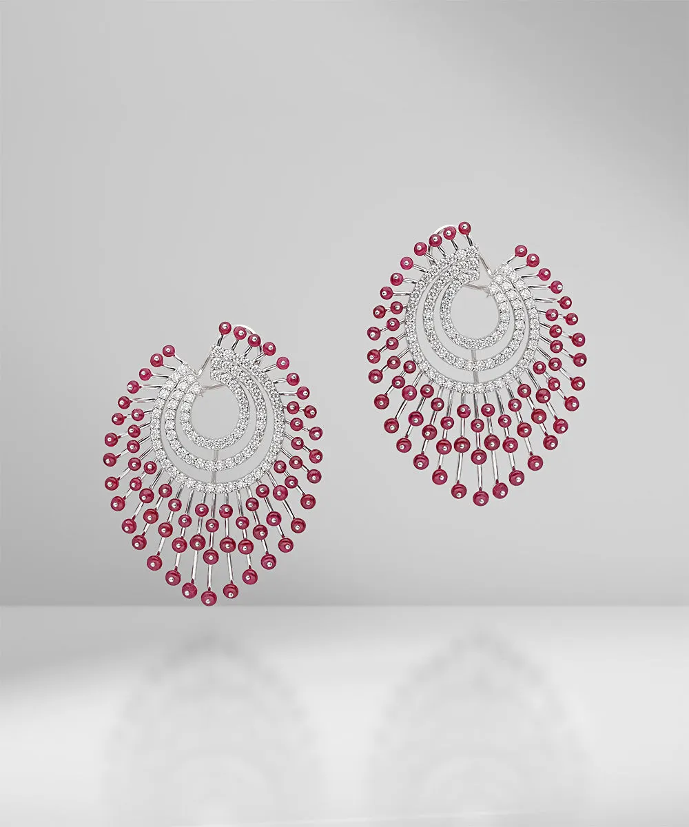 Ruby Peacock Earrings
