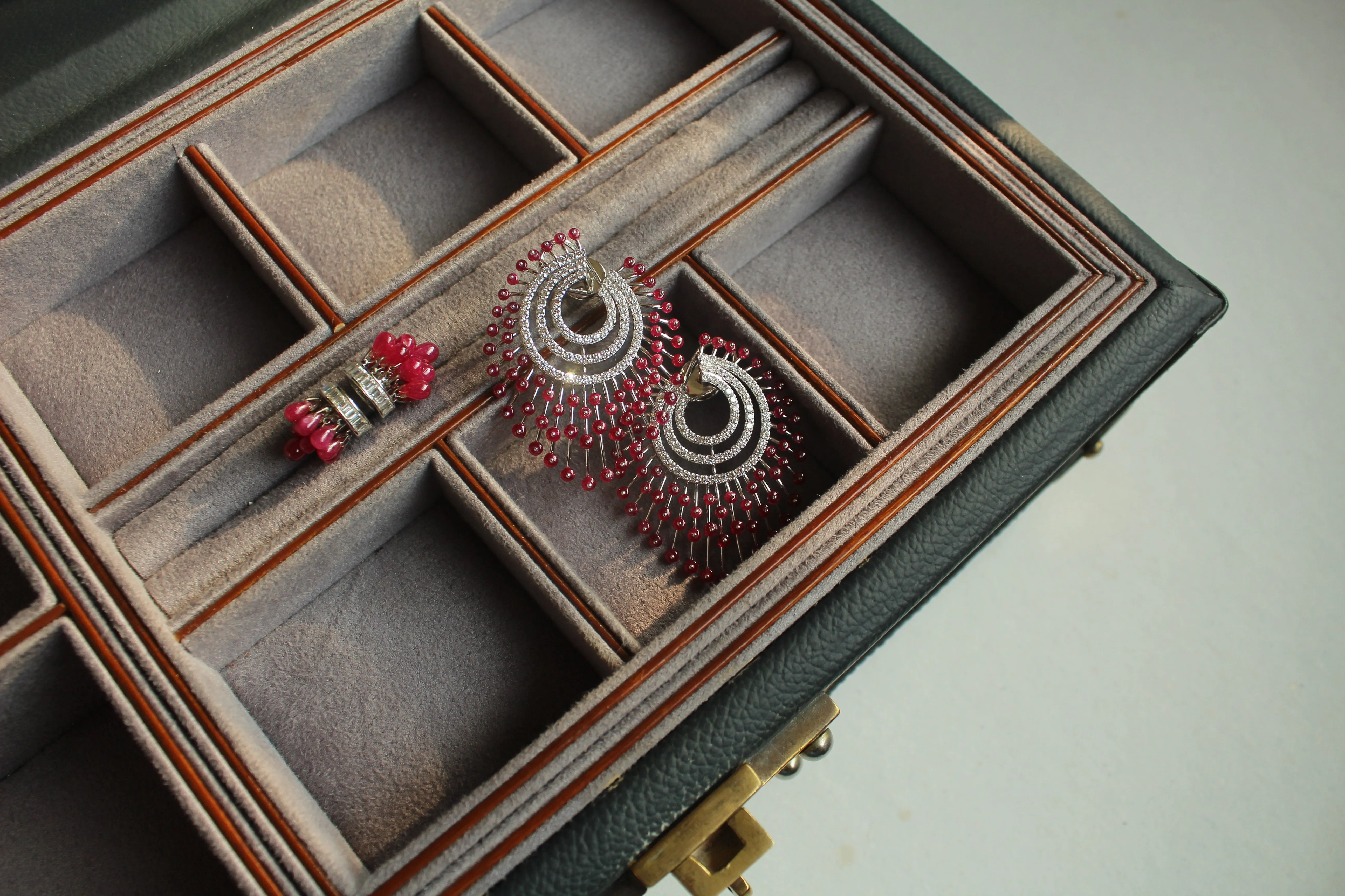Ruby Peacock Earrings