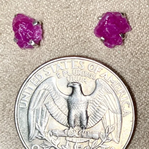 Ruby Rough Post Earrings