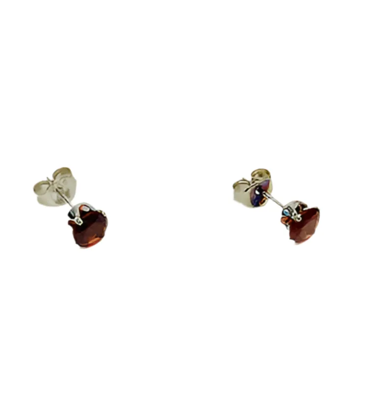 Ruby Sterling Silver Stud Earrings with Cubic Zirconia