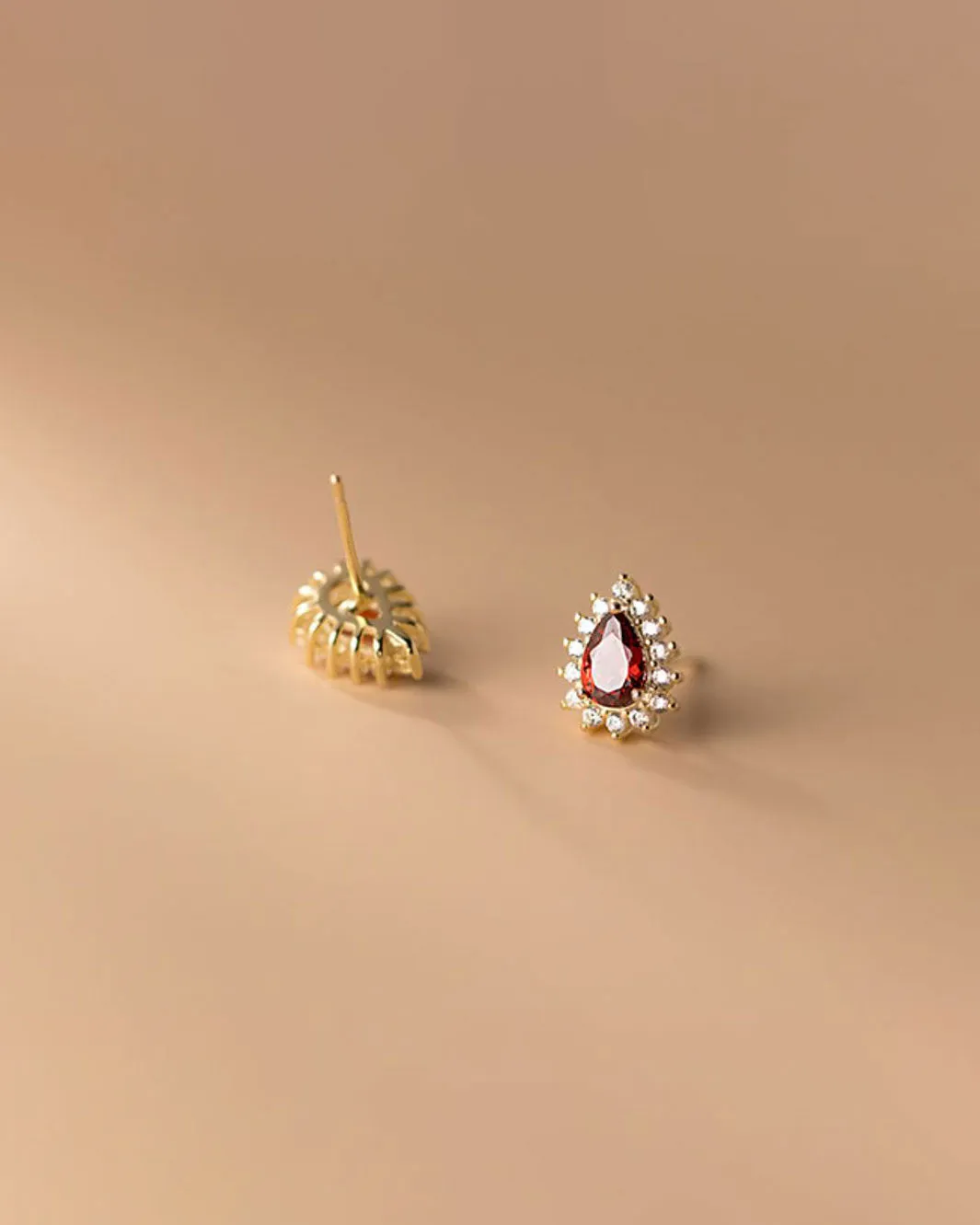 Ruby Teardrop Stud Earrings