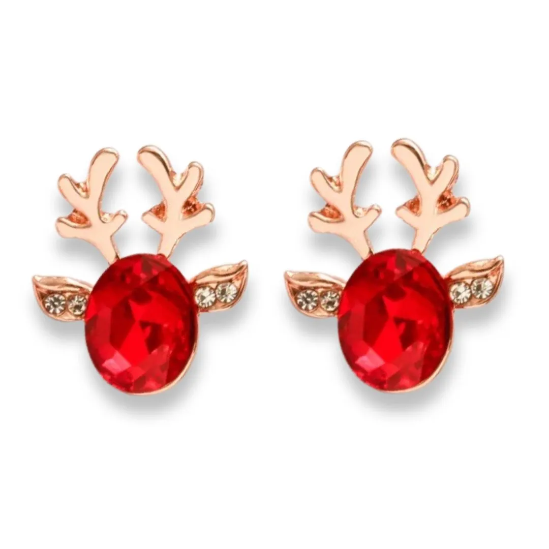 Rudolph Swarovski Stud Earrings in Ruby & Gold