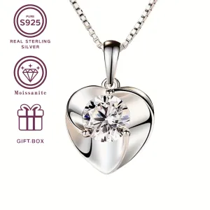 S925 Silver Heart Moissanite Necklace for Birthdays