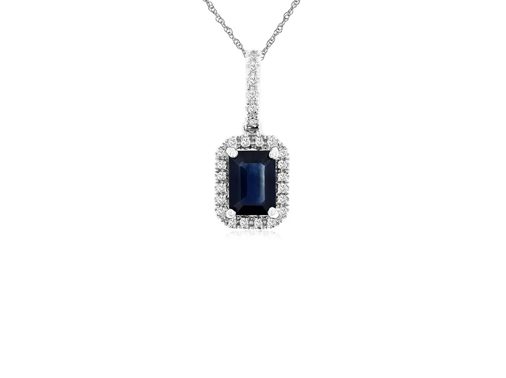 Sabel Collection White Gold Sapphire and Diamond Pendant Necklace
